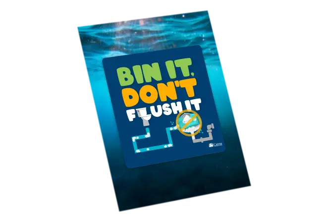 A sign that says bin it don't flush it