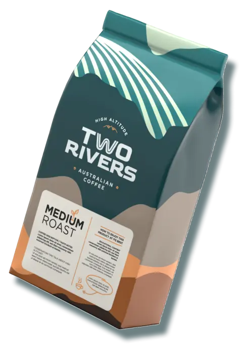 Two rivers medium roast coffee bag