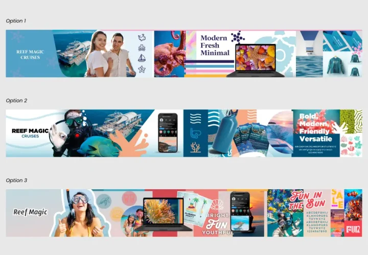 A series of banners with a variety of images