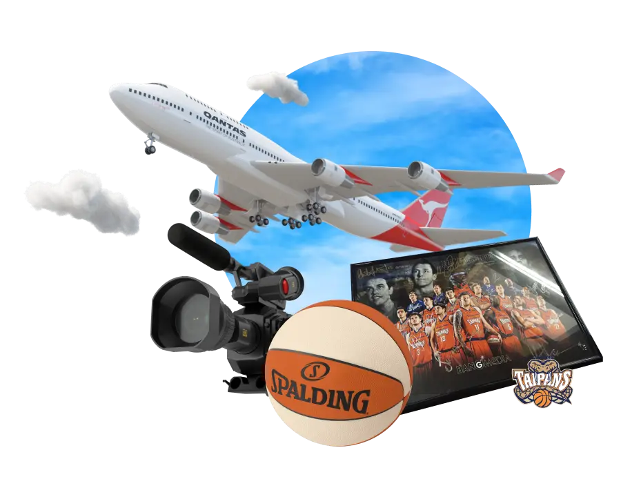 A picture of an airplane and a basketball
