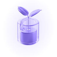 A purple circle with a picture of a glass with a flower in it