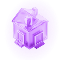 A picture of a house in a purple circle