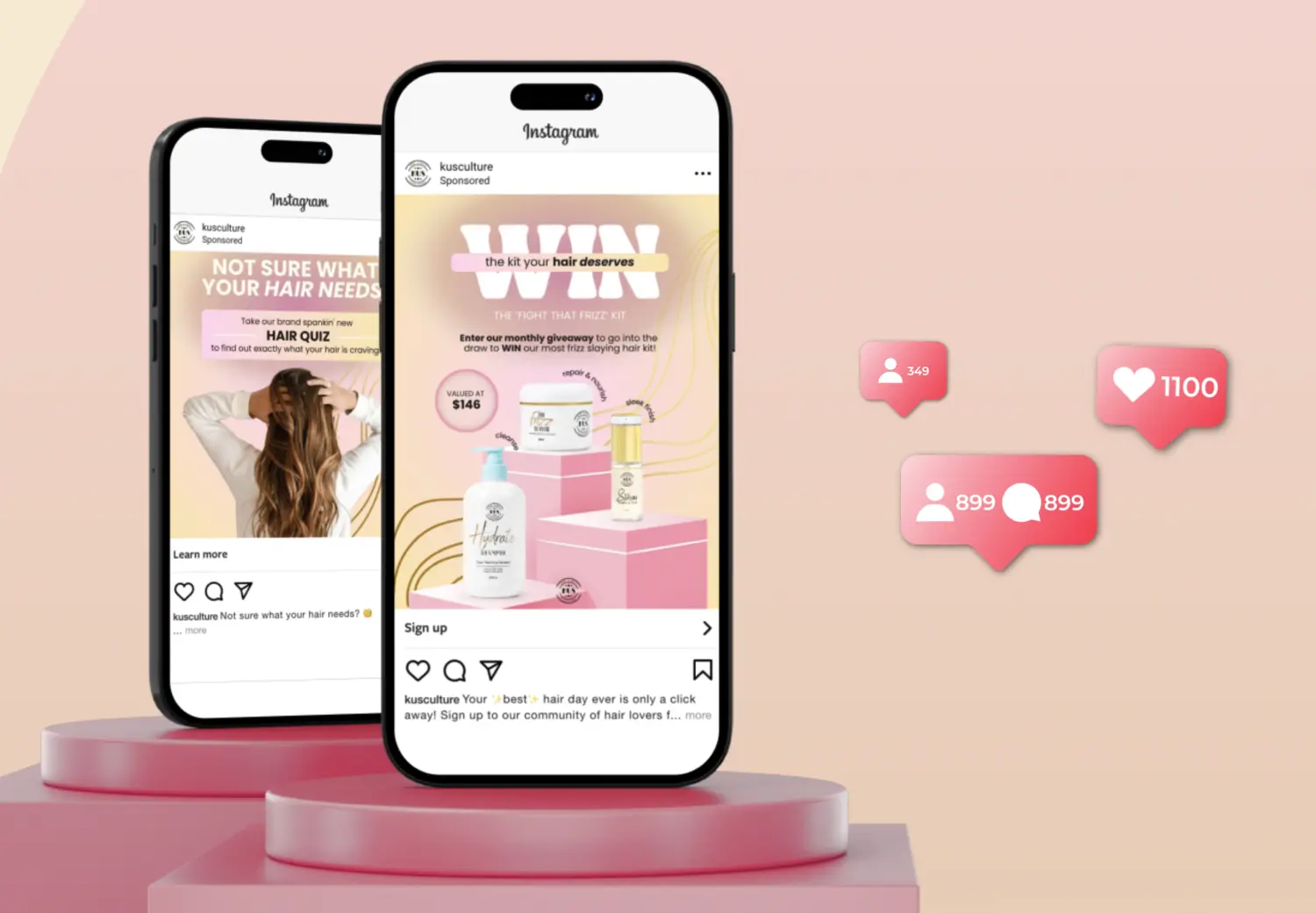 Two smartphones with the words win win on them