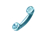 A blue phone with a metal handle on a black background
