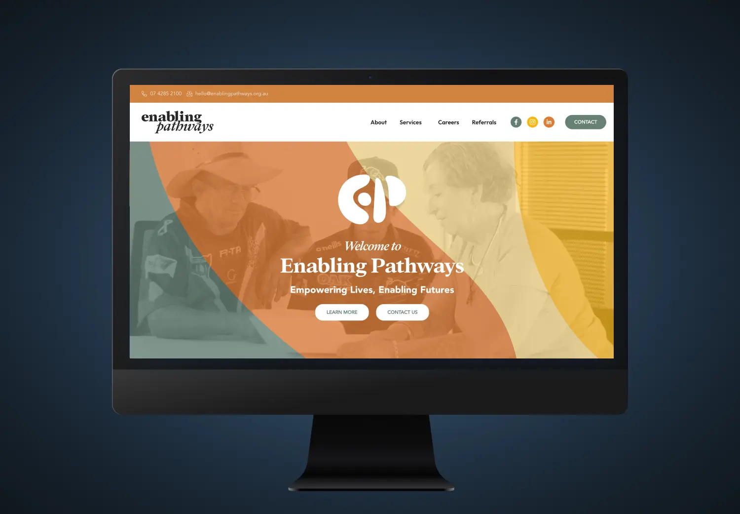 A computer screen with the embling pathways logo on it