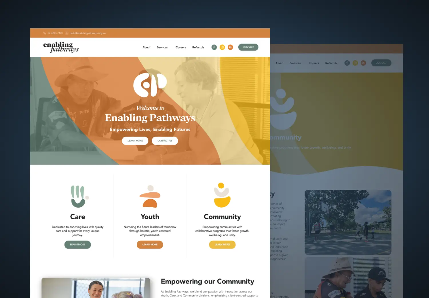 A website design for a community