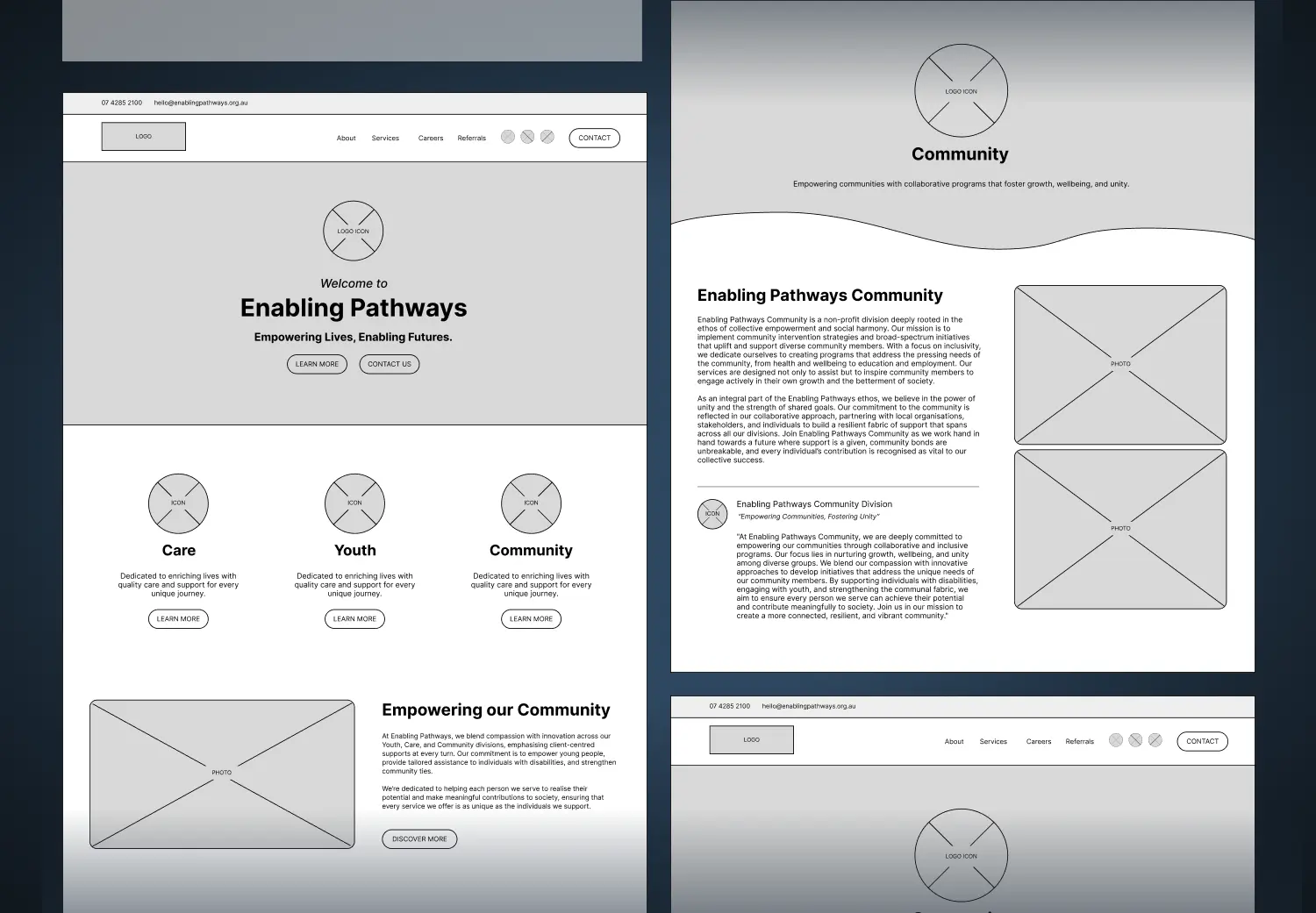 A website design for a company