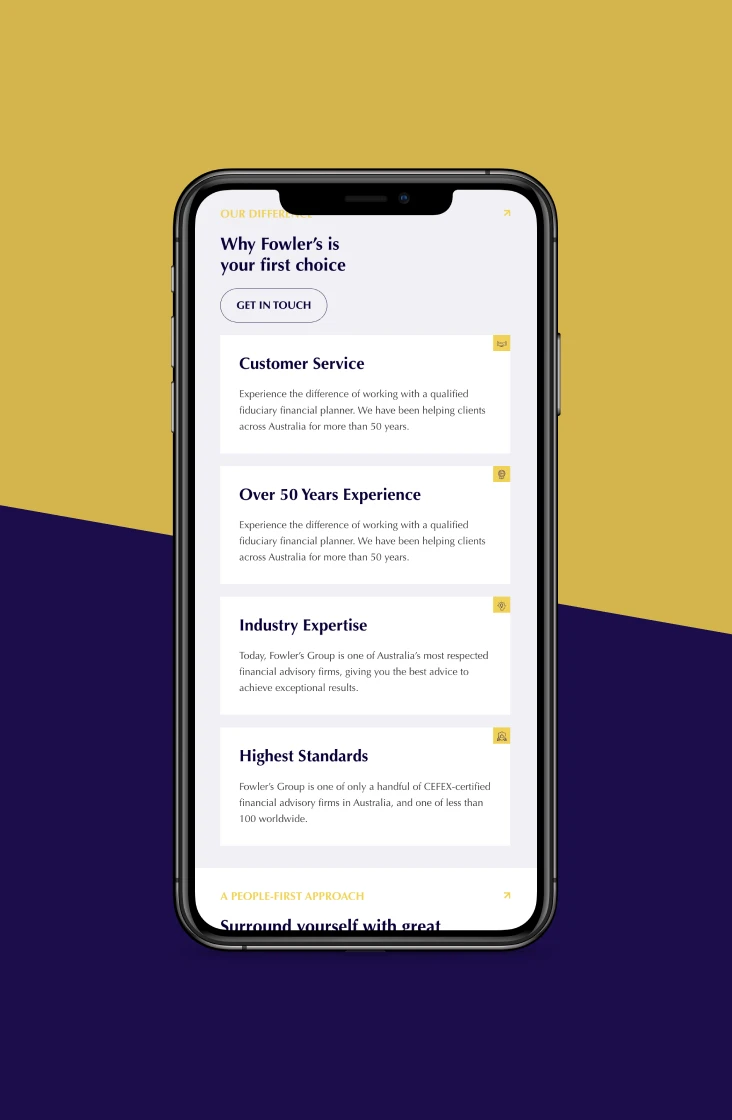 Fowler's Group website page design