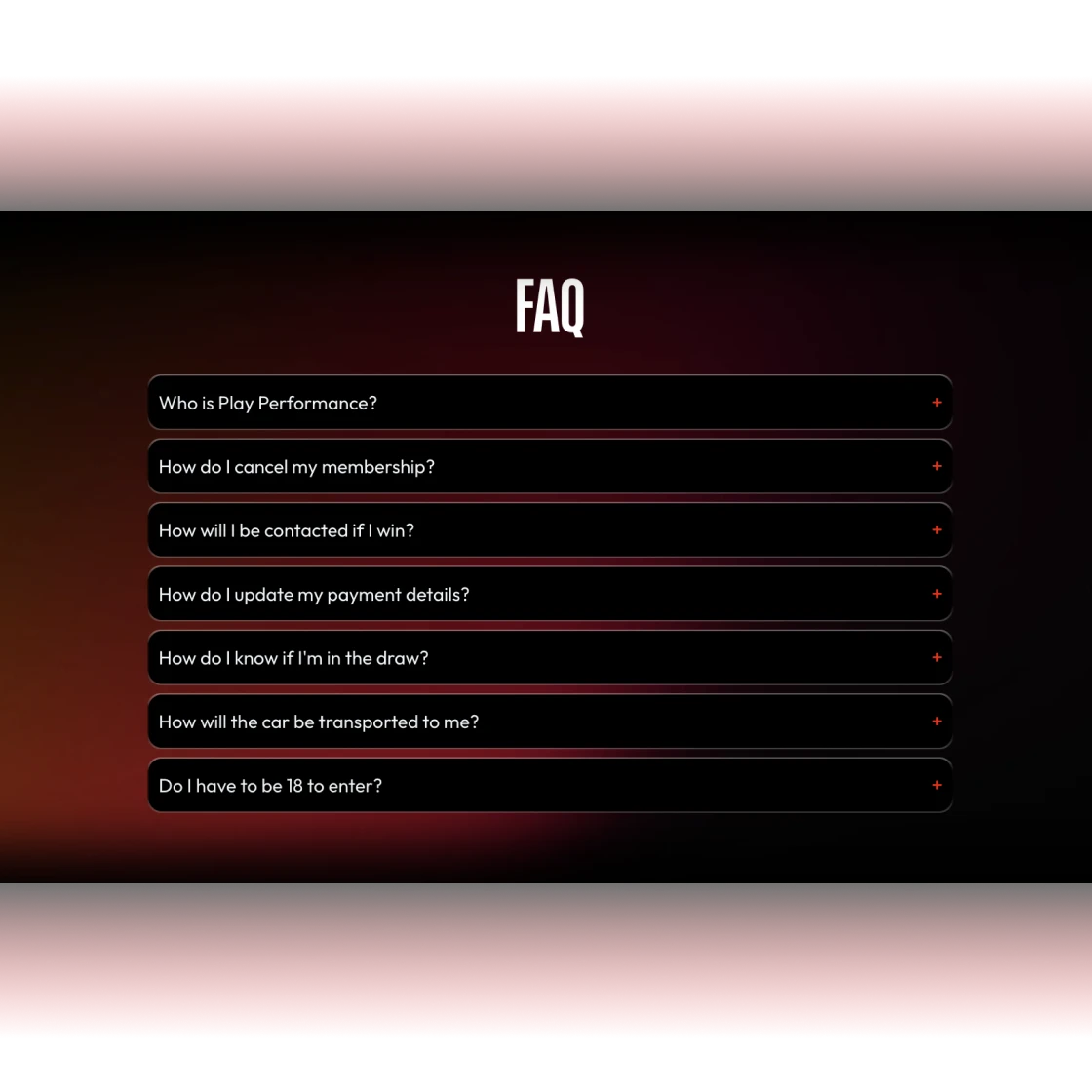 Play Performance website homepage design