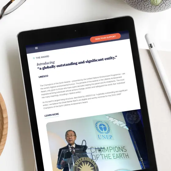 The Lifetime of Greatness Project website homepage design