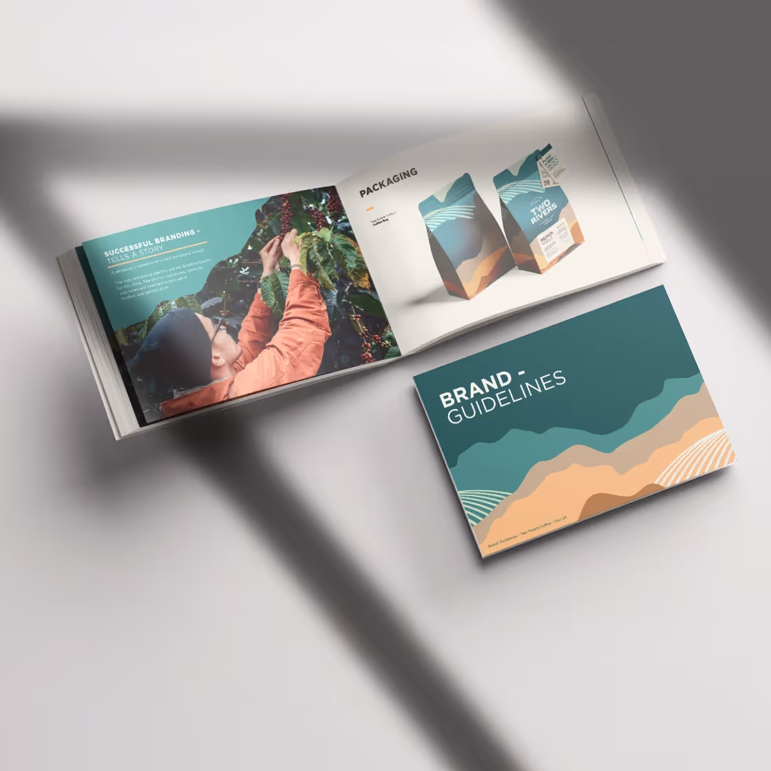 Two Rivers Coffee graphic design collateral
