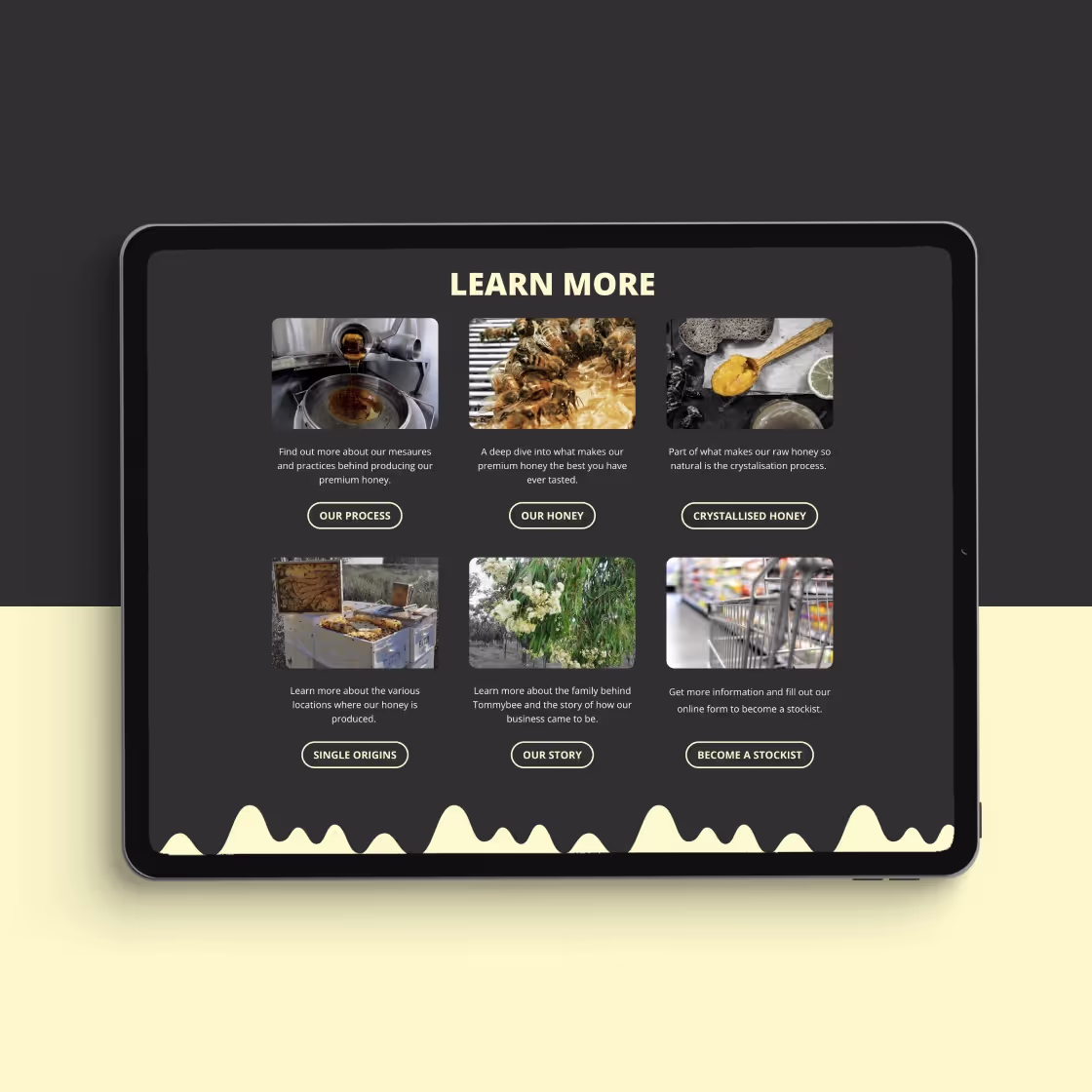 Tommy Bee Apiaries website homepage design