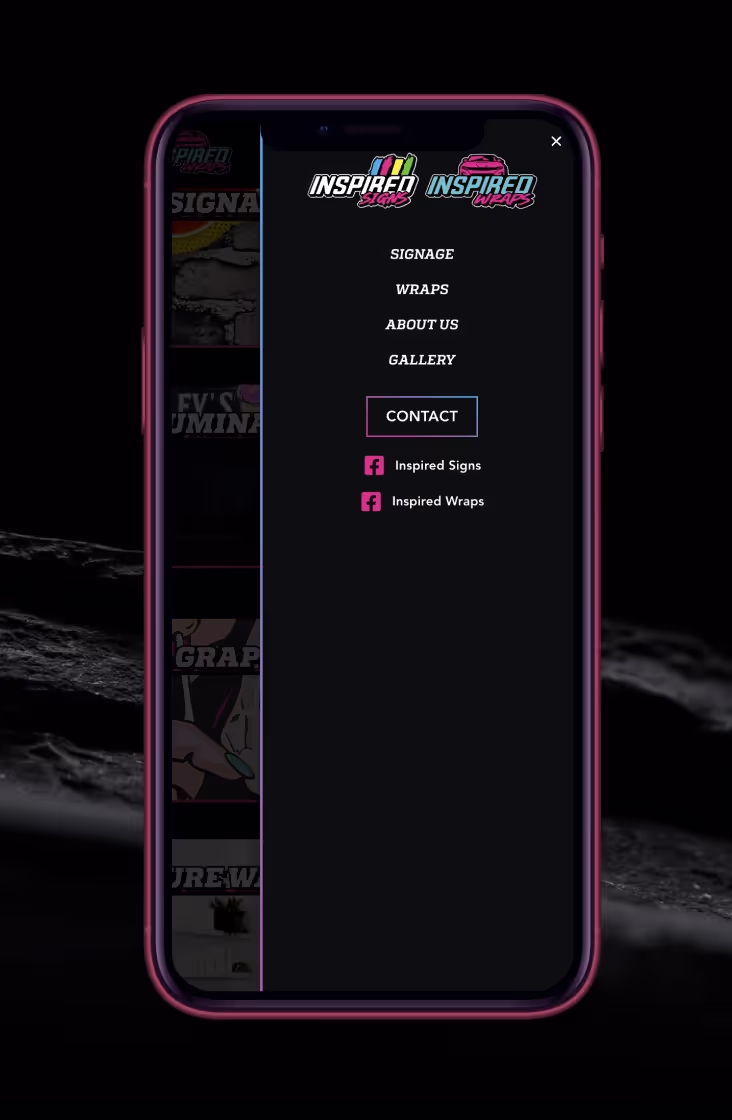 Inspired Signs & Wraps website interface design