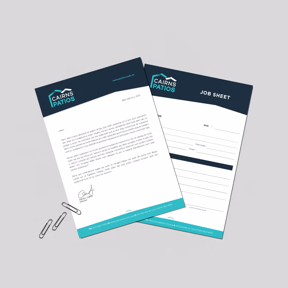 Cairns Patios website interface design