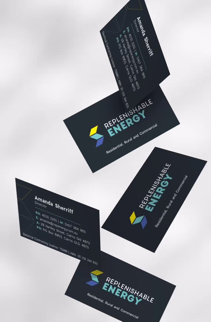 Replenishable Energy website design shown on mobile