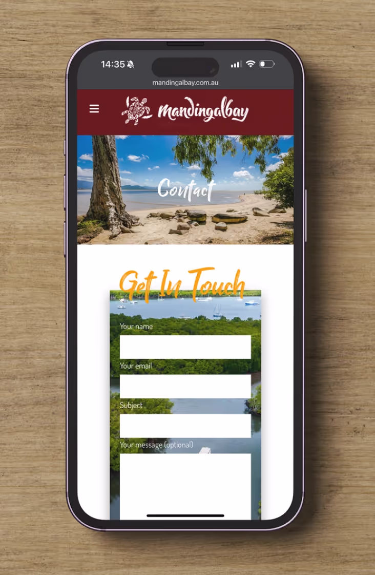 Mandingalbay website interface design