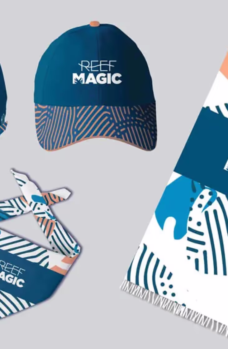 Reef Magic branding applied across collateral