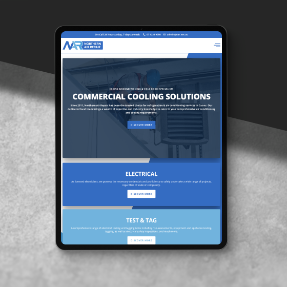 Northern Air Repair website homepage design