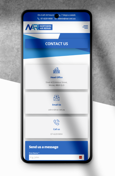 Northern Air Repair responsive website layout