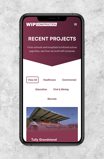 WIP Construction website design detail