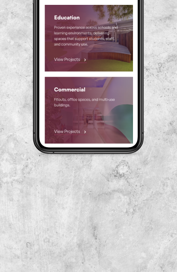 WIP Construction website design shown on mobile
