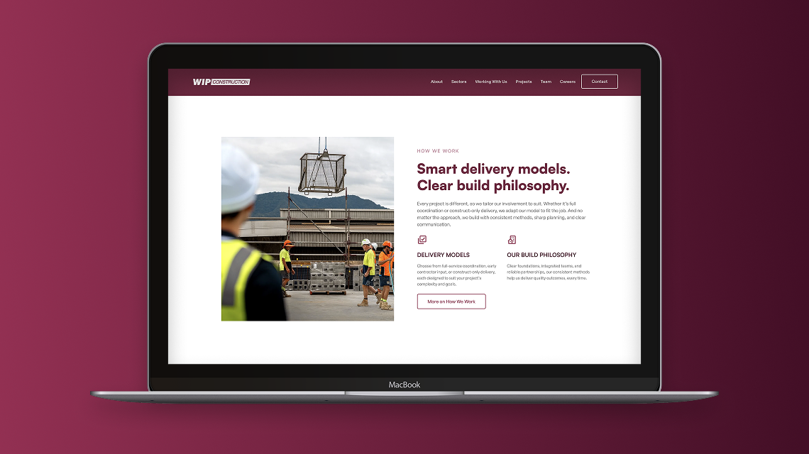 WIP Construction website design mockup