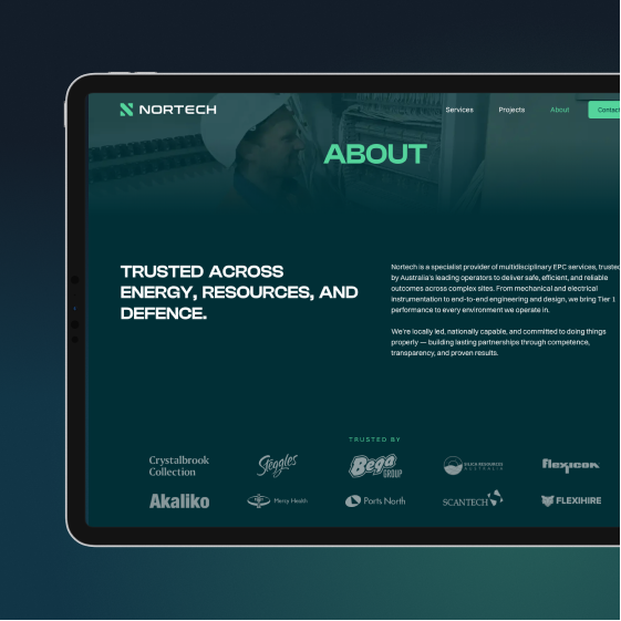 Nortech website interface design