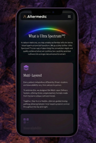 Altermedic responsive website layout