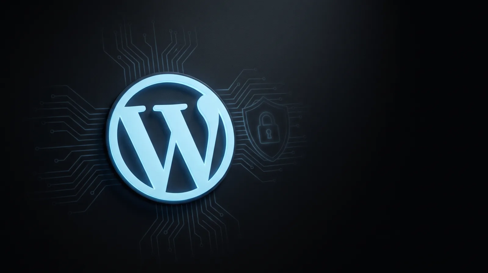 The WordPress logo on a dark background, representing the wp2shell security exploit